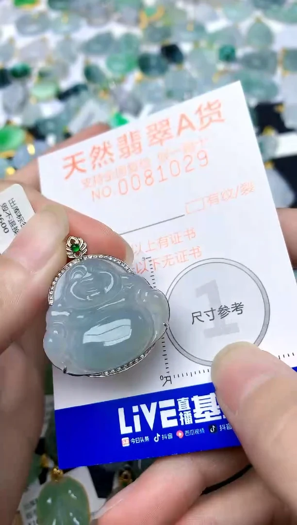 颈饰18K金镶嵌翡翠天然A货翡翠