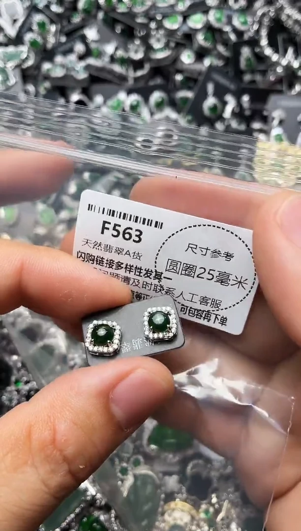 翡翠未镶嵌颈饰F563耳钉