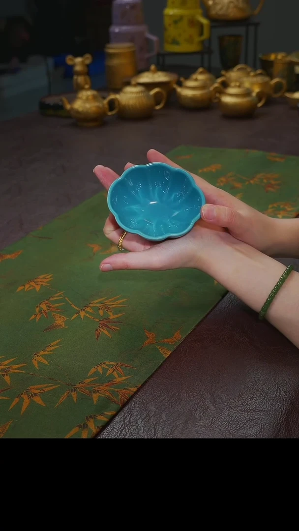 茶杯紫砂【宜景窑松石蓝系列】贝壳杯