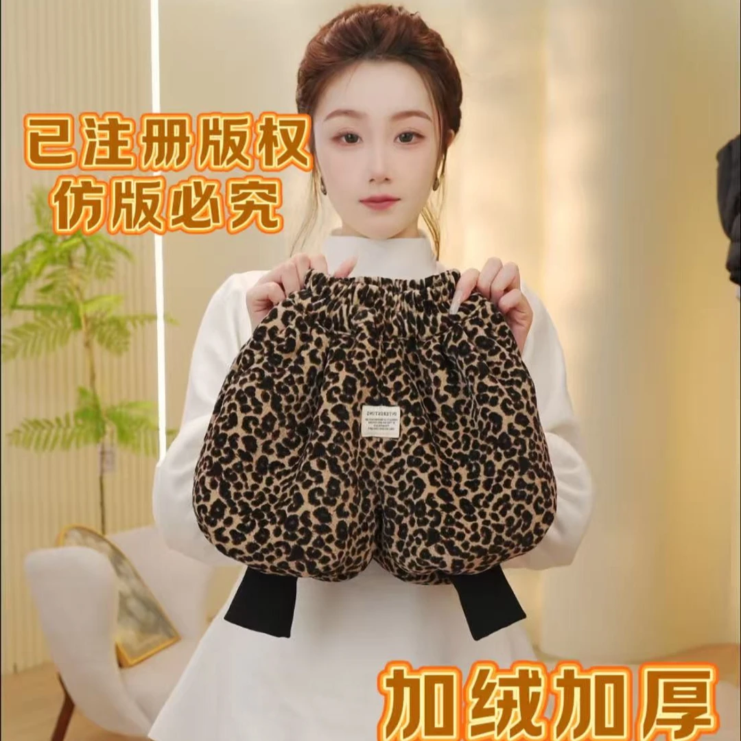 T3单件【加绒裤子】冬季儿童韩版百搭休闲加厚方块小韩标豹纹灯笼裤