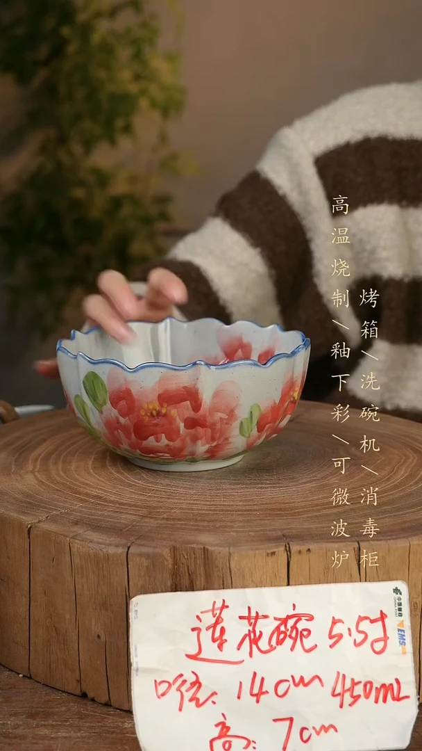 碗瓷景德镇手工手绘高温瓷釉下彩