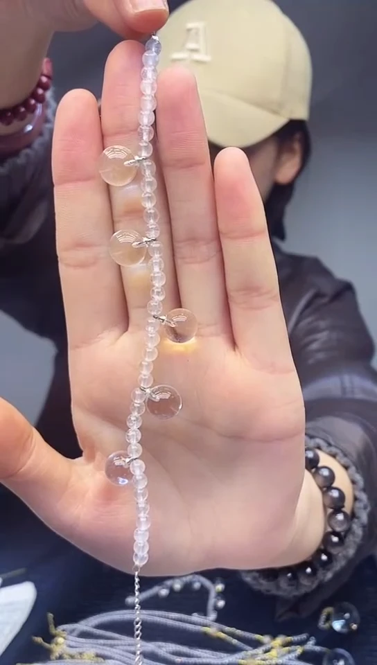 水晶摆件未镶嵌天然白水泡泡猪手链