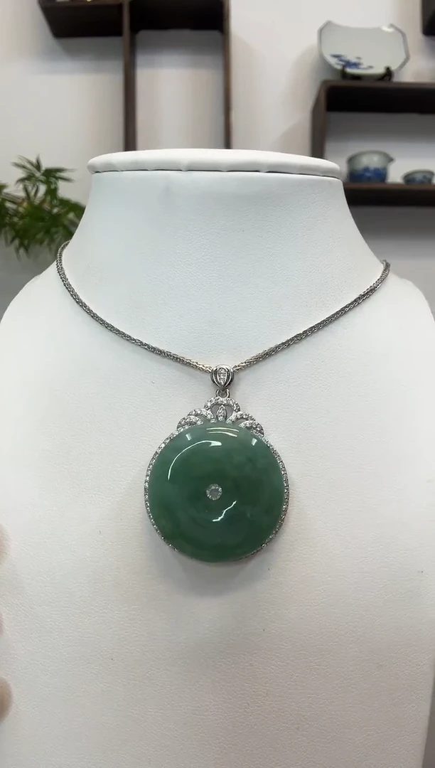 吊坠(赠链)银S925镶嵌翡翠用*红平安扣