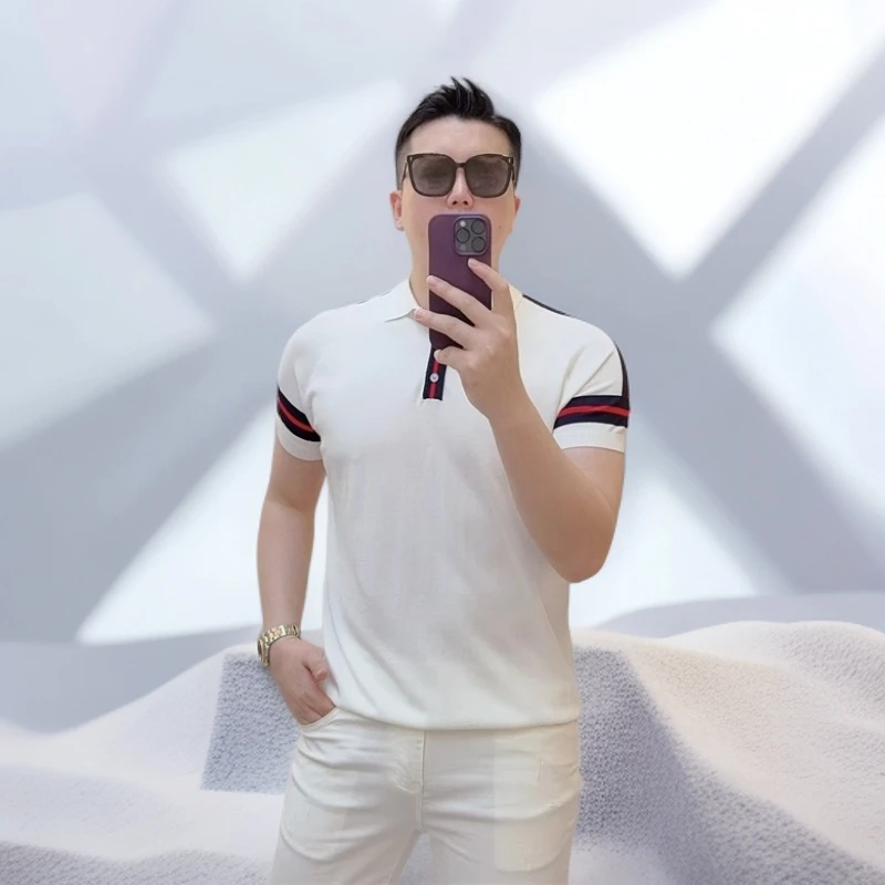 宾斯洛特男士polo衫夏季简约时尚修身帅气百搭冰丝短袖T恤男潮