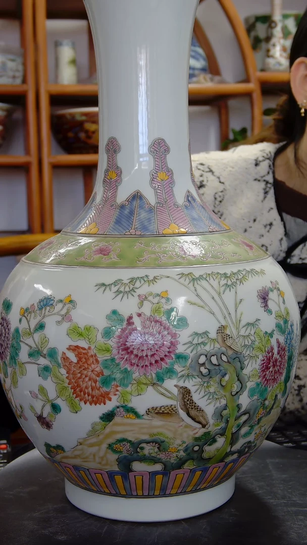 瓶 粉彩花卉纹赏瓶#1208#