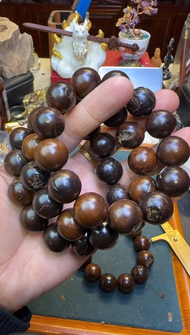 【闪购商品】枣木手串/手链黑金单圈18mm雷痕料