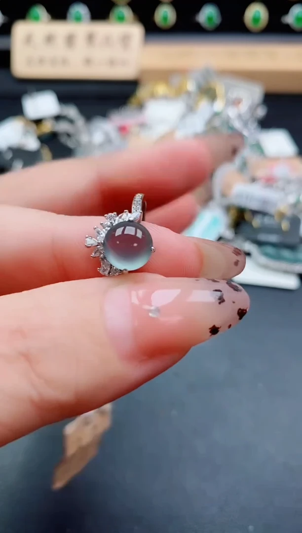 银S925镶嵌戒指翡翠1