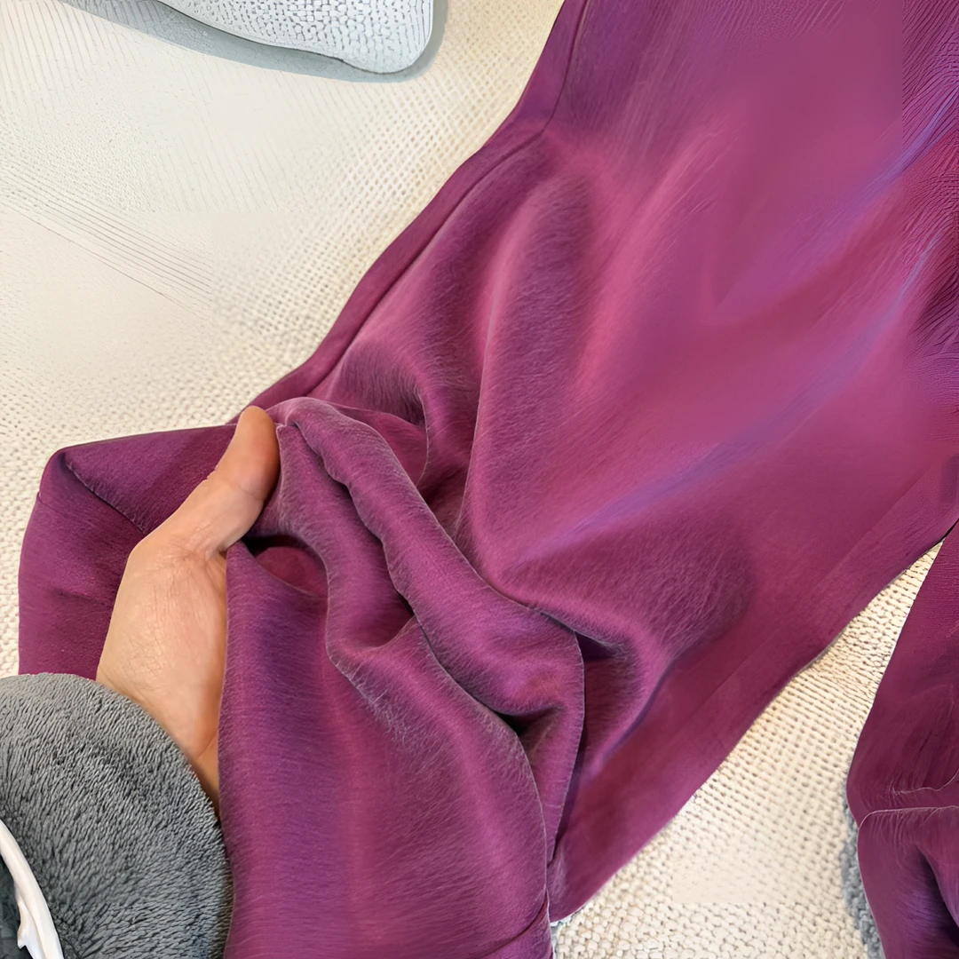 2025铜氨丝阔腿裤女夏宽松垂坠感中高腰直筒裤显瘦透气薄款长裤