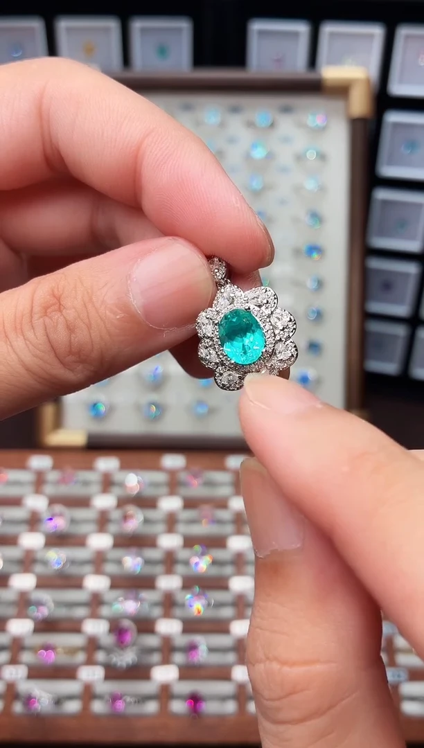 无吊坠925银轻奢湖水蓝绿色女神坠