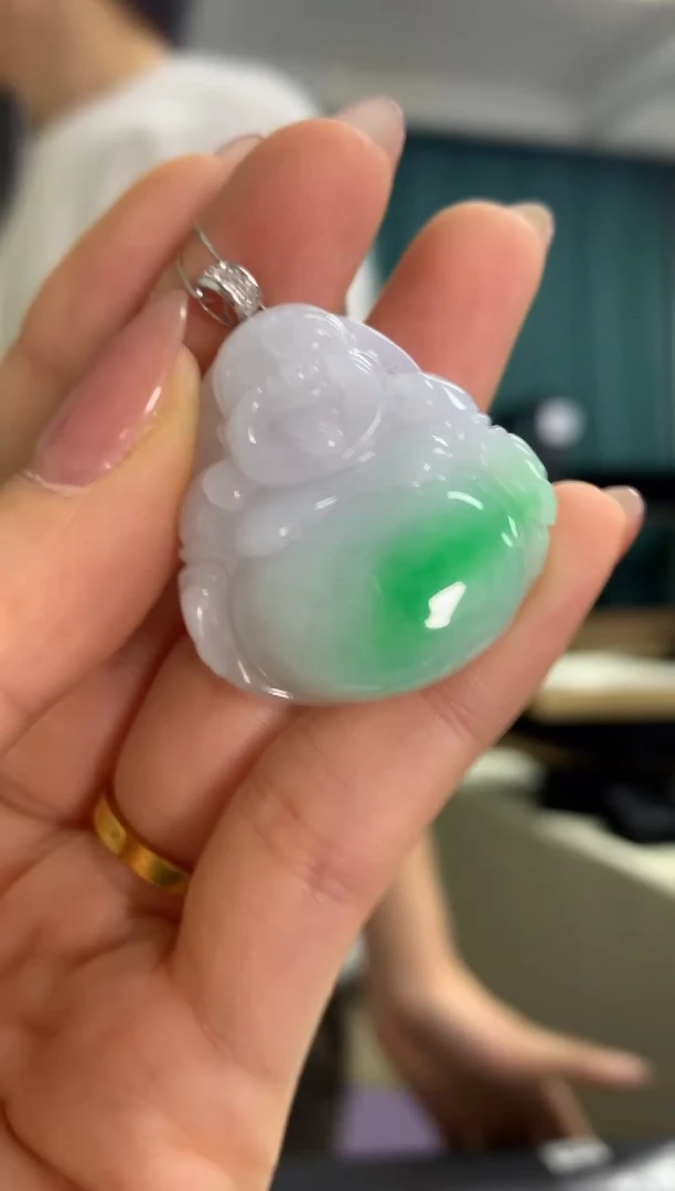 吊坠(不含链)18K金镶嵌翡翠佛公