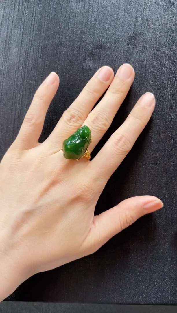 和田玉戒指银S925镶嵌多样性发一