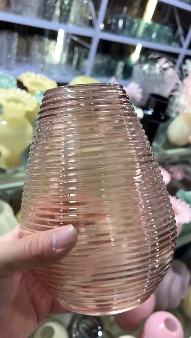 【闪购商品】无铅玻璃肉粉色瓜子花瓶
