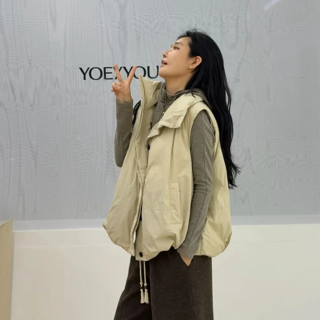 YOEYYOU兜量高领羽绒马甲