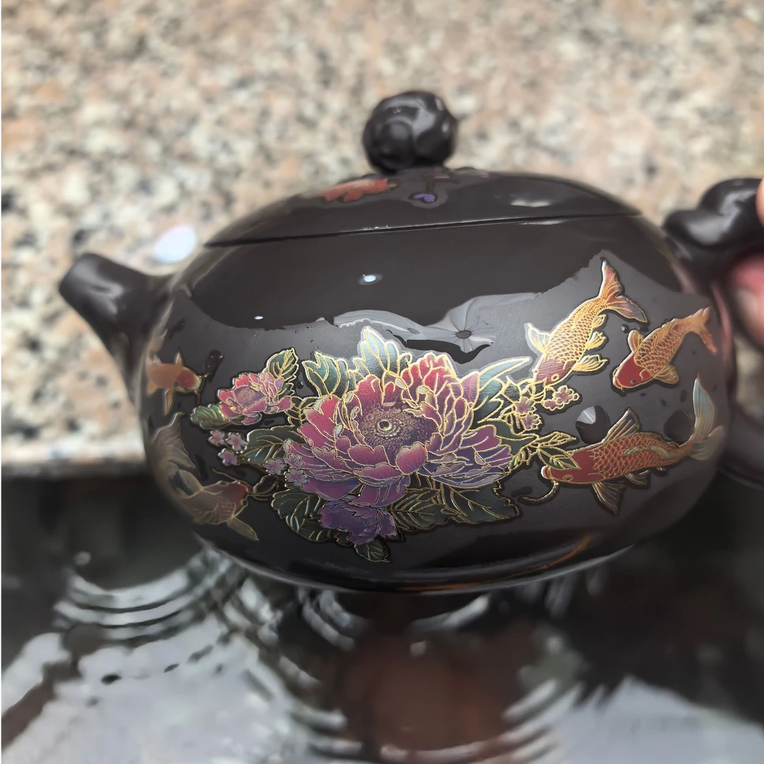 【闪购商品】深井老紫泥金玉满堂西施壶 D