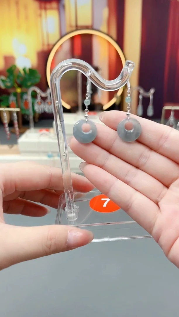 银S925镶嵌翡翠耳饰x14