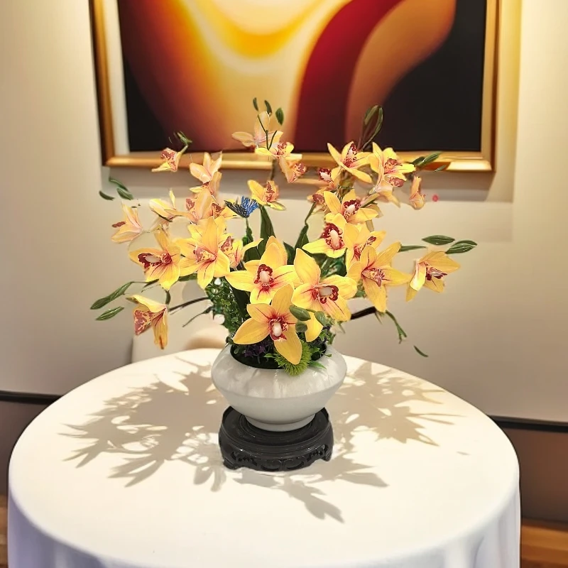 <兰桂齐芳>新款蝴蝶兰保湿仿真花客厅 酒店 办公室 前台装饰摆件