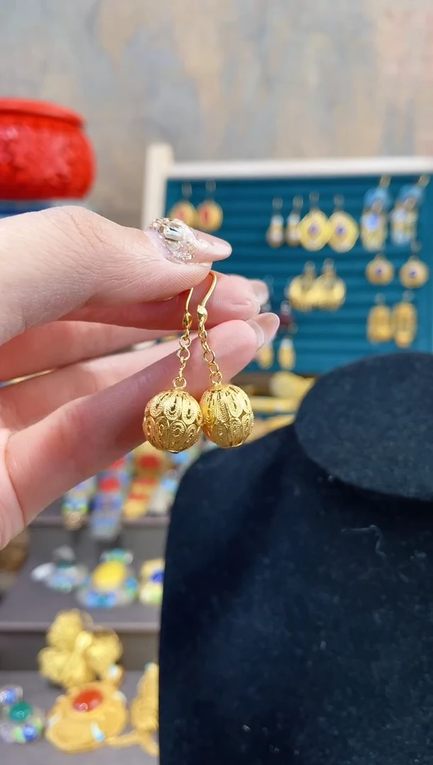 【闪购商品】非遗绝技花丝镶嵌耳环