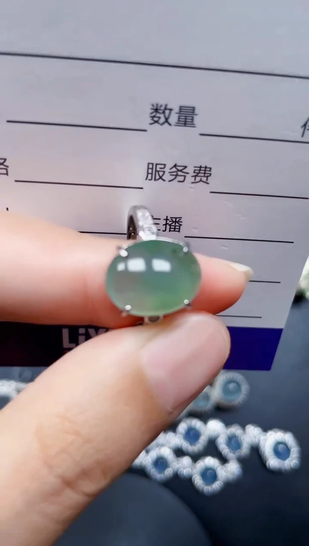 银S925镶嵌戒指翡翠11