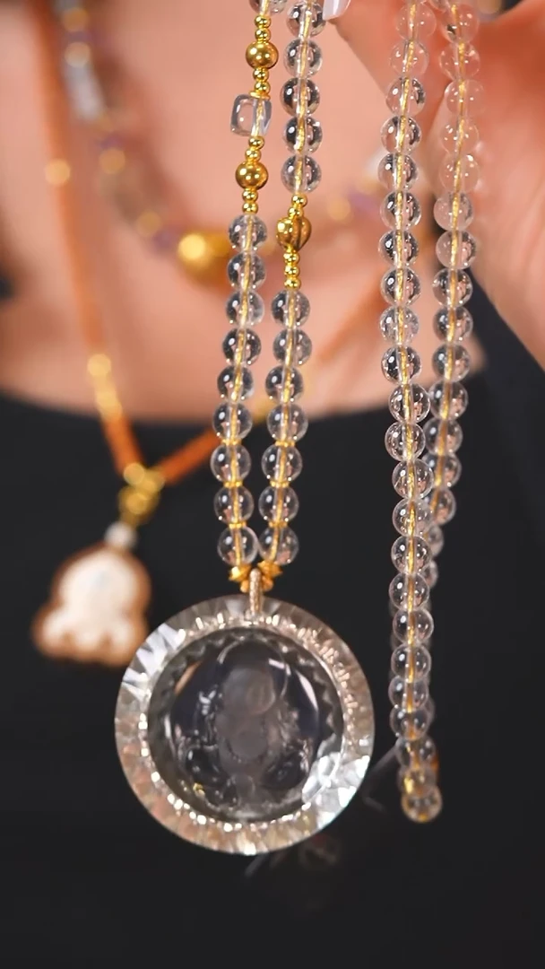 未镶嵌珠宝半成品水晶F933 千禧 弥勒 精雕 喜马拉雅 水晶 项链