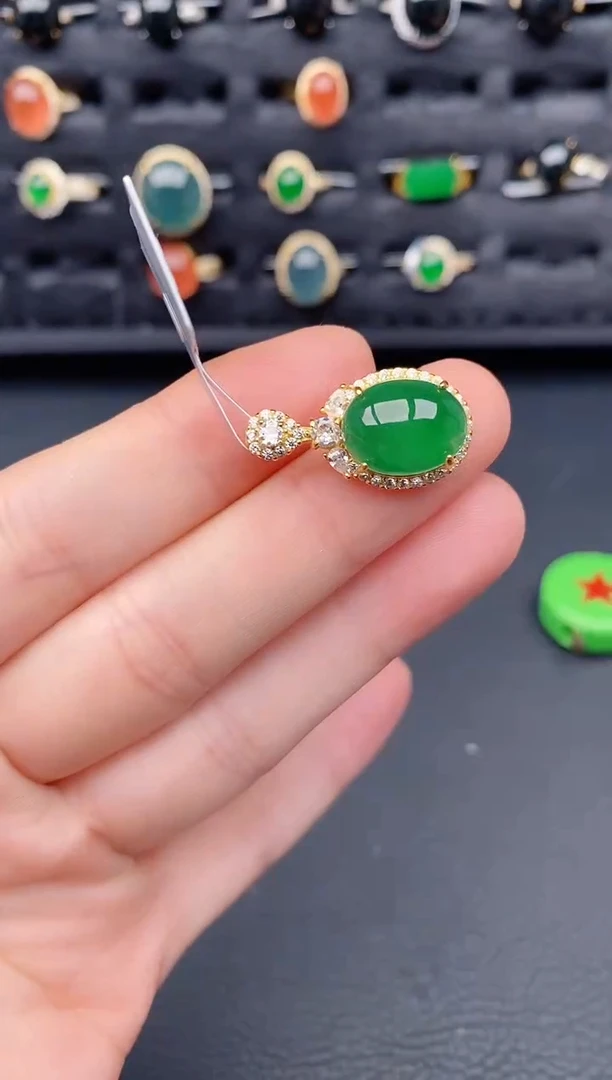 颈饰银S925镶嵌翡翠天然a货翡翠95