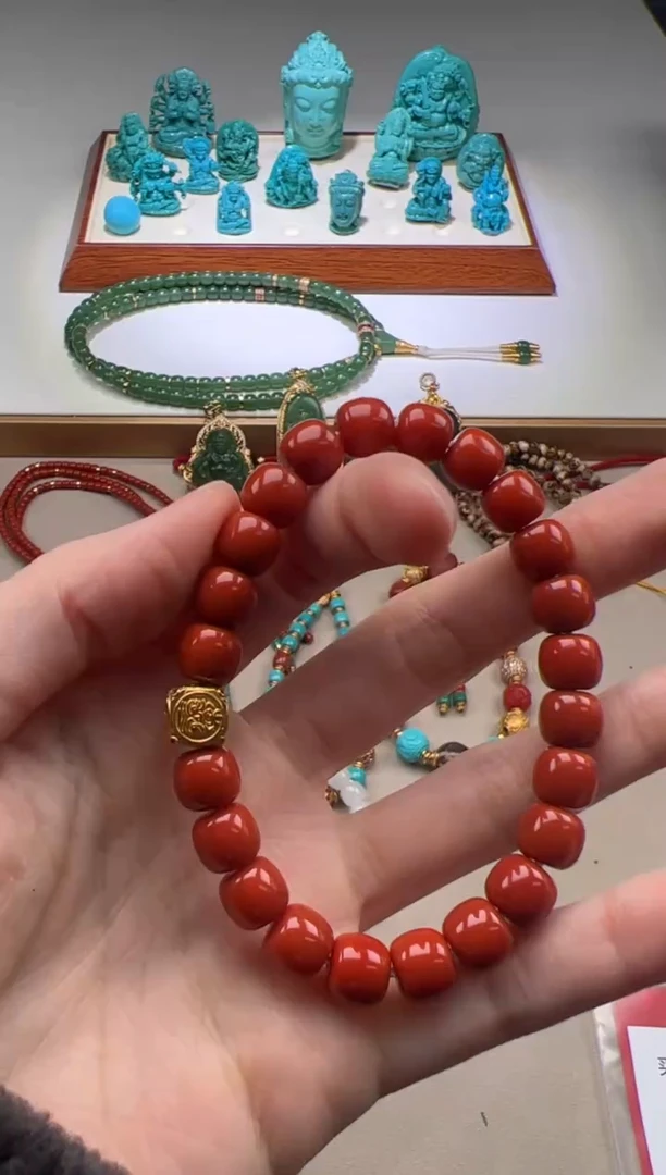 【闪购商品】南红玛瑙手串手串18K金镶嵌手串手串