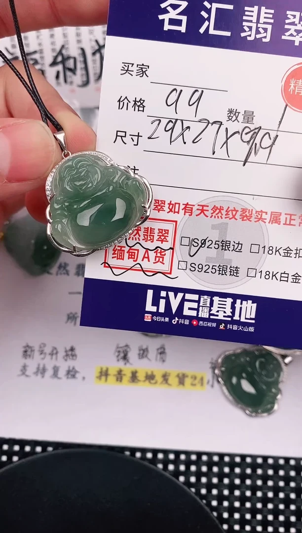 翡翠银S925镶嵌颈饰·