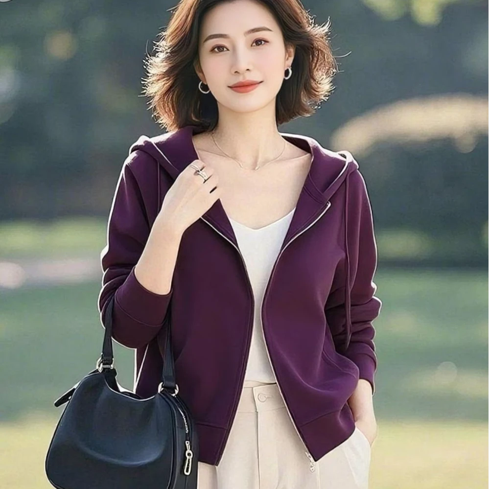 高级感小众连帽开衫卫衣女2025秋季新款休闲百搭宽松上衣拉链外套