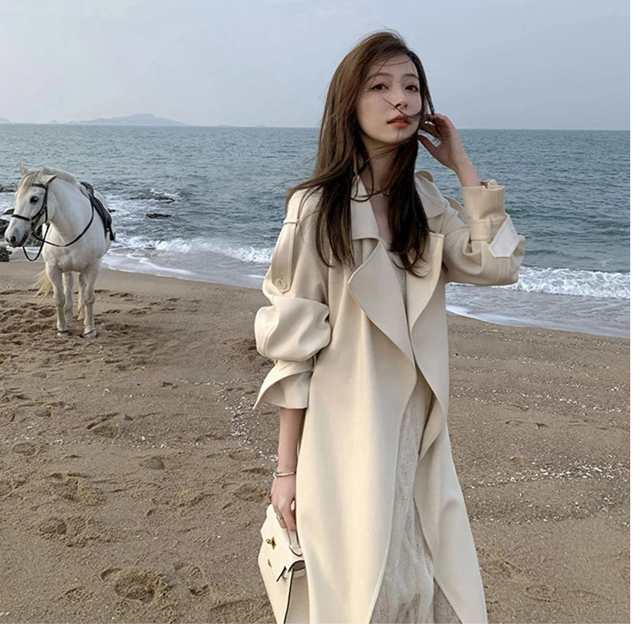 风衣外套女新款春秋季chic中长款英伦风大衣小个子韩系F67