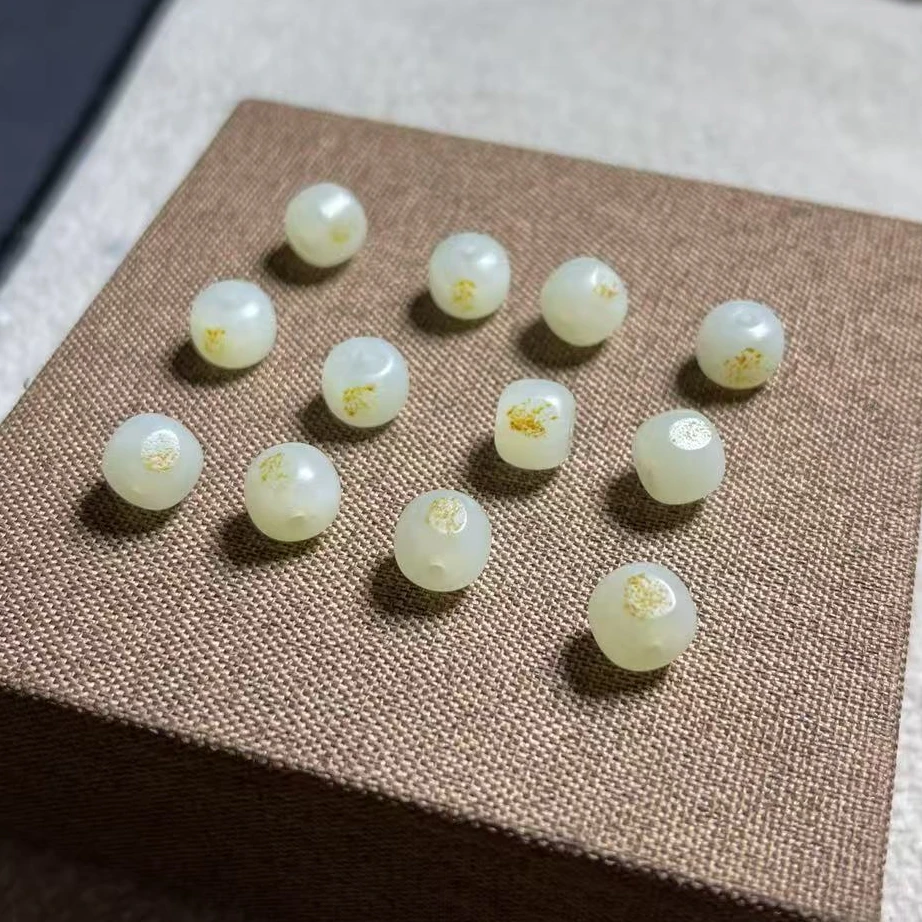 天然和田玉转运珠新疆玉石10毫米老型珠散珠多样性发货拍一发一