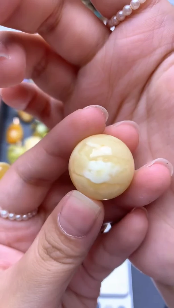 【闪购商品】琥珀珠宝奇石未镶嵌018琥珀蜜蜡花粉有纹小坑介意勿拍