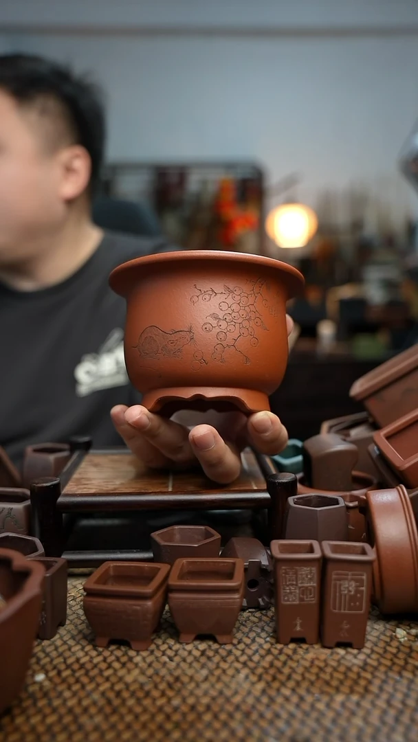 紫砂花盆喵*毛長木軒精品紫砂