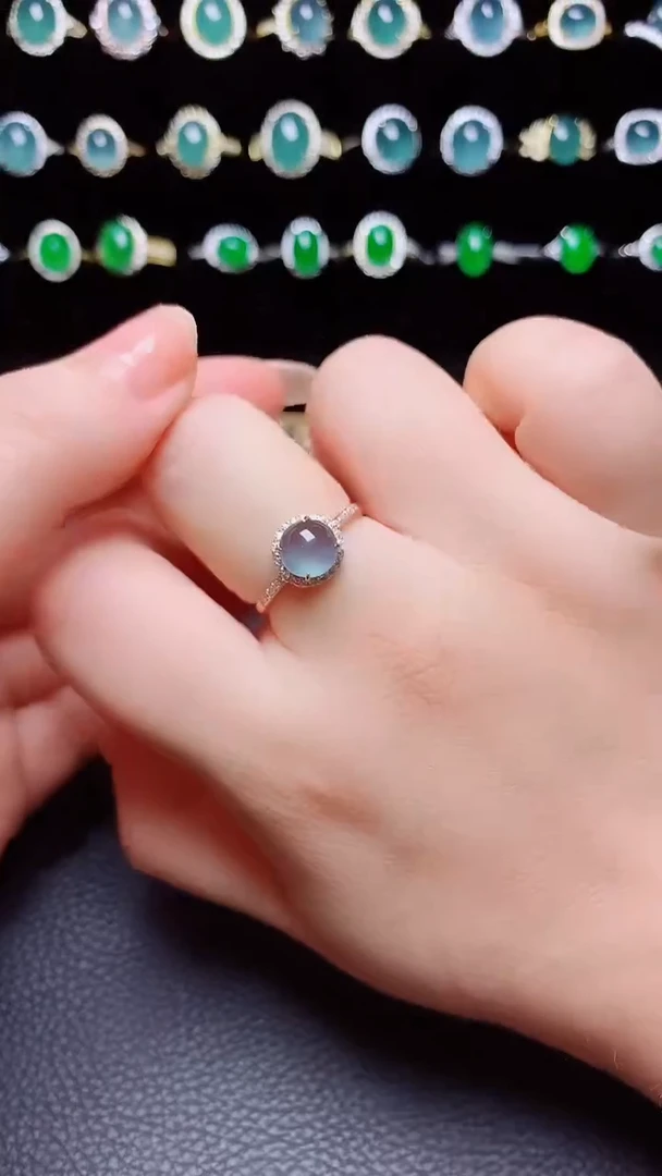 翡翠戒指银S925镶嵌天然翡翠A货s925银镶