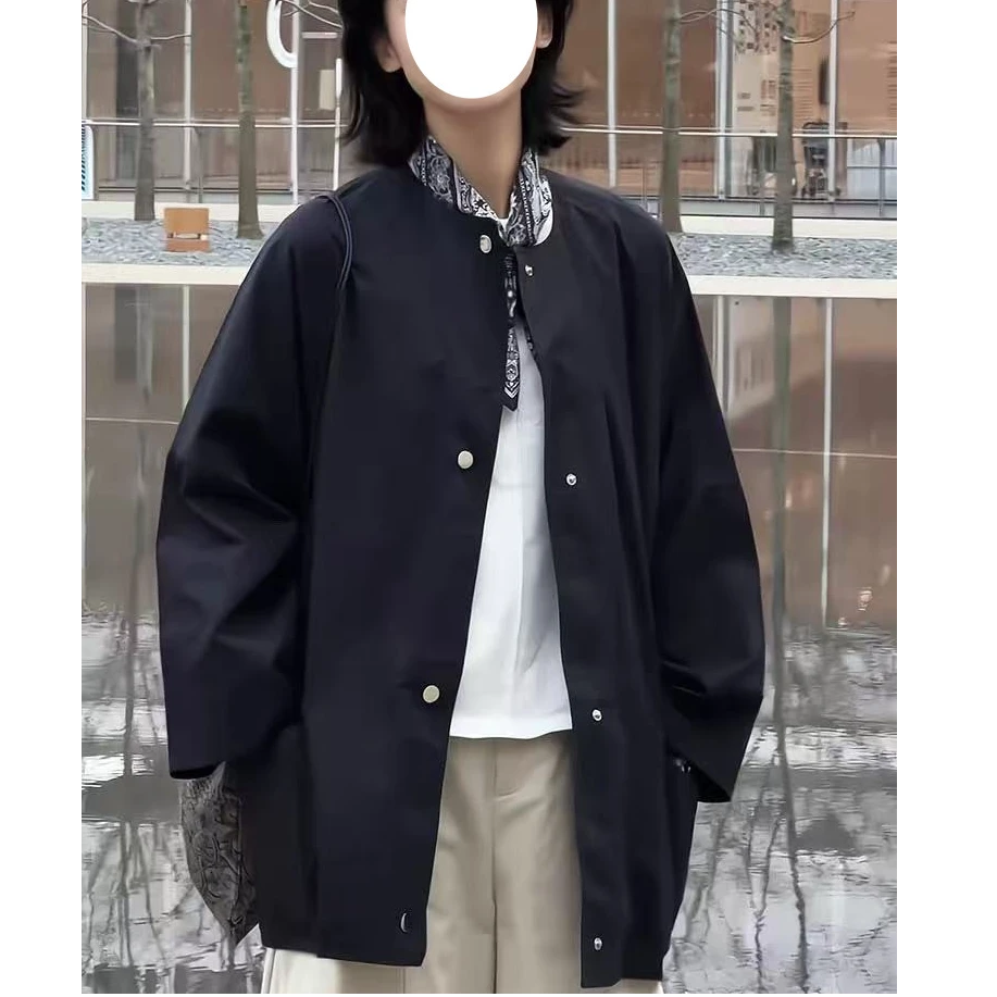 AMAZCOOL 高级感圆领休闲宽松气质风衣外套6196