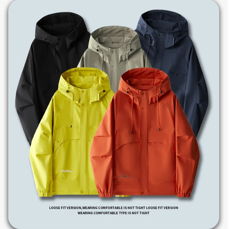 2025年春秋季男女同款夹克山系连帽户外宽松潮流情侣外套-2522