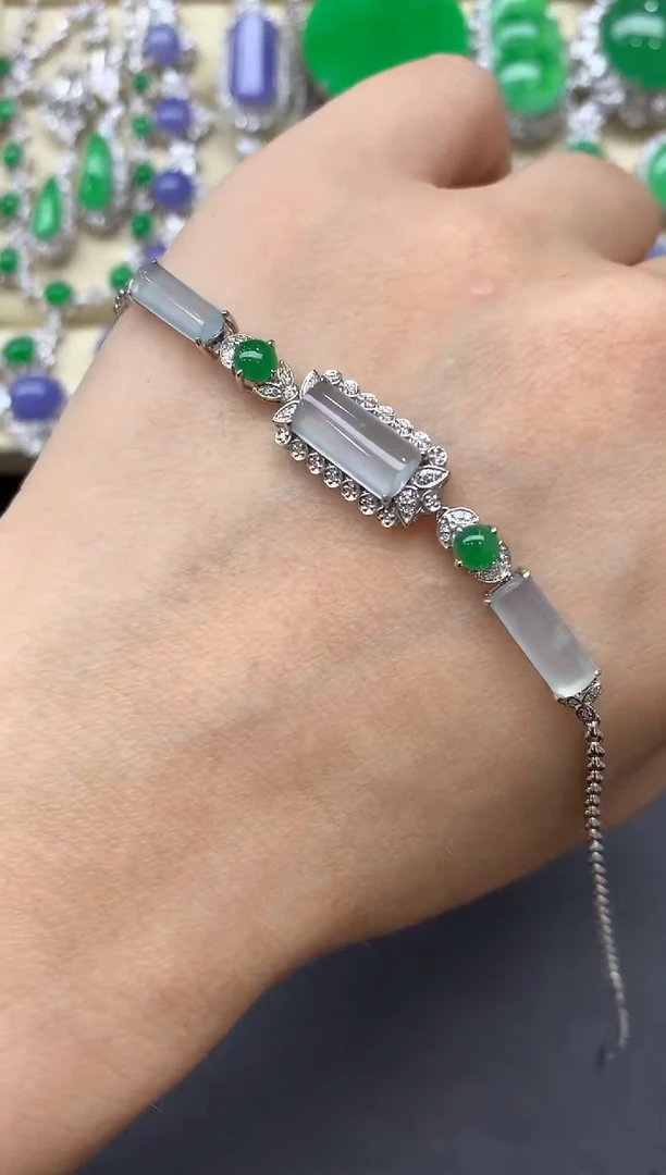 18K金镶嵌手链翡翠634-中国好珍宝