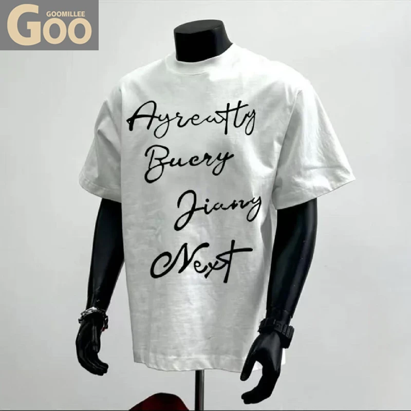 夏季重磅字母印花新款美式纯棉短袖T恤男女宽松百搭半袖圆领上衣