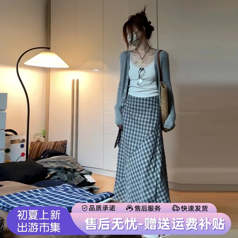 法式灰色开衫搭半身连衣裙女早春季2025新款小个子高级感长裙套装