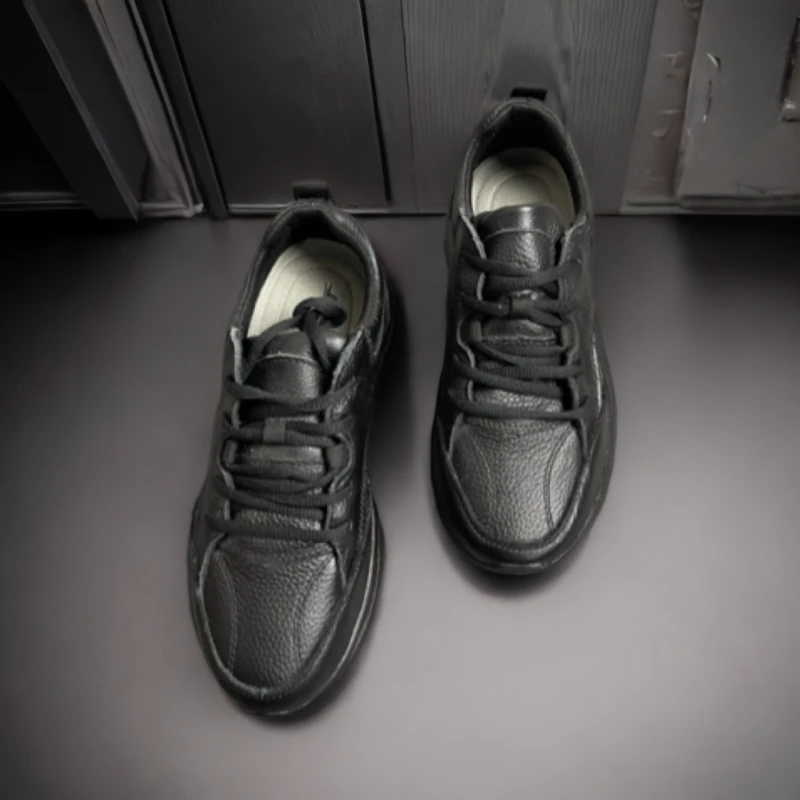 无品牌202 5春季新款真皮皮面运动鞋耐磨防滑跑步鞋男鞋高端轻便