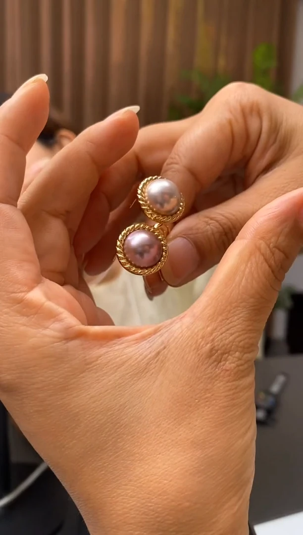 耳饰拼合珍珠（马贝珠）银S925镶嵌耳饰