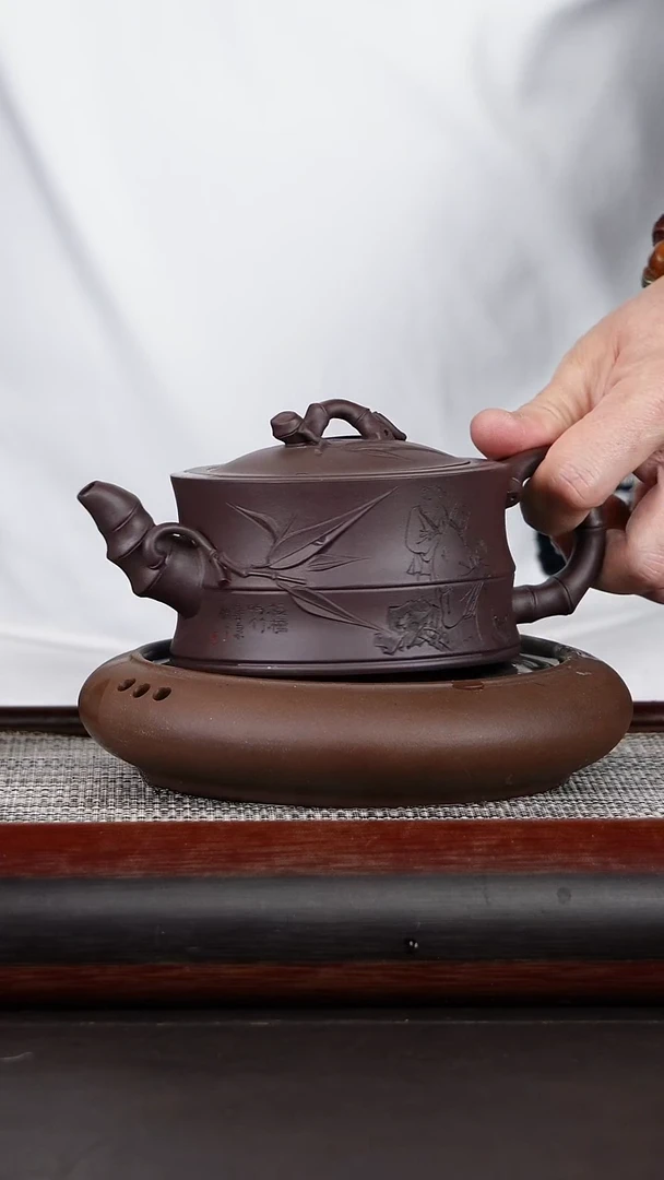 【闪购商品】紫砂茶壶一品竹段老紫泥380CC