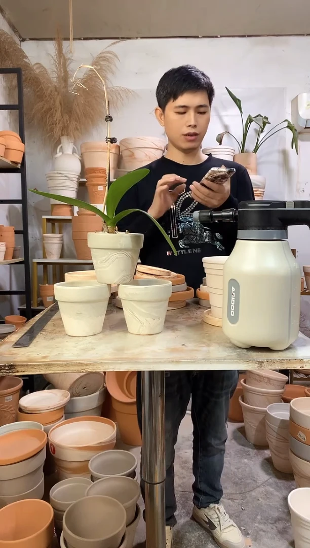 12*10绿白陶 3盆无托