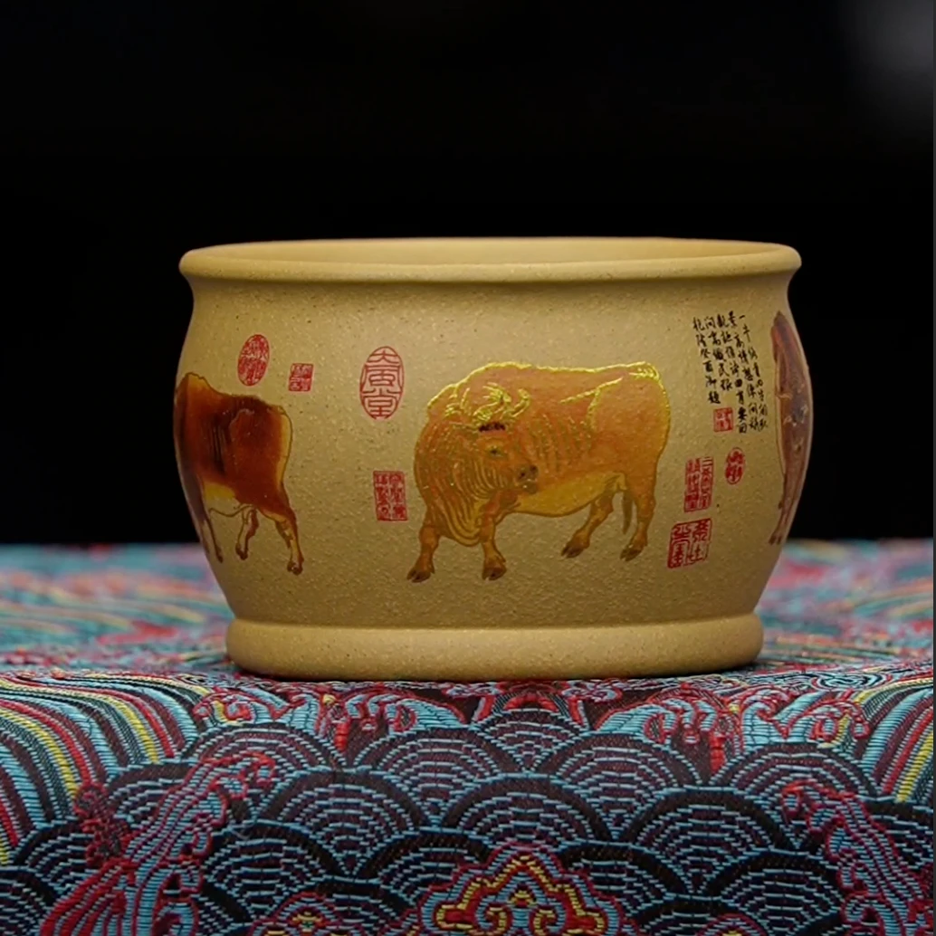 五牛紫砂主人杯黄段