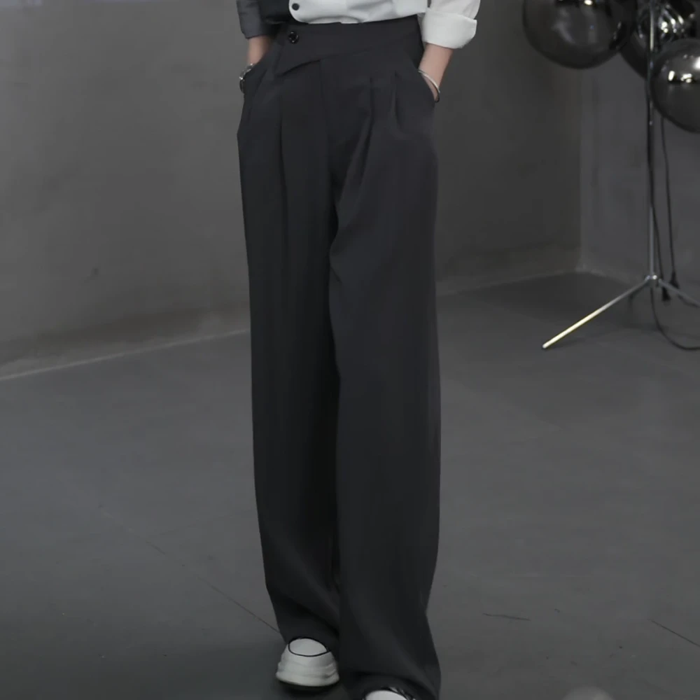 【小三角】复古收腰遮肚遮跨西装裤梨型身材手工捏褶裤子