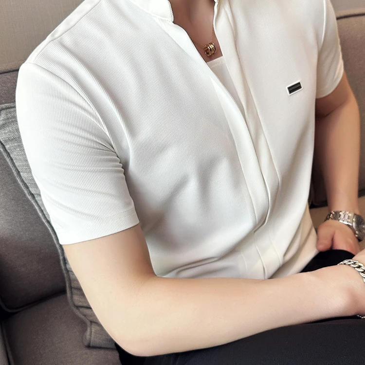 温纽旺夏季衬衫POLO衫男士短袖男装痞帅T恤男款休闲百搭时尚潮流