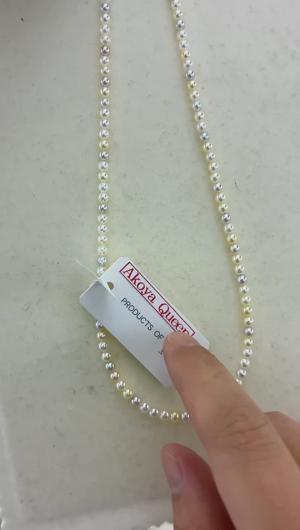 颈饰18K金镶嵌海水珍珠混彩皇后3.5-4满珠链