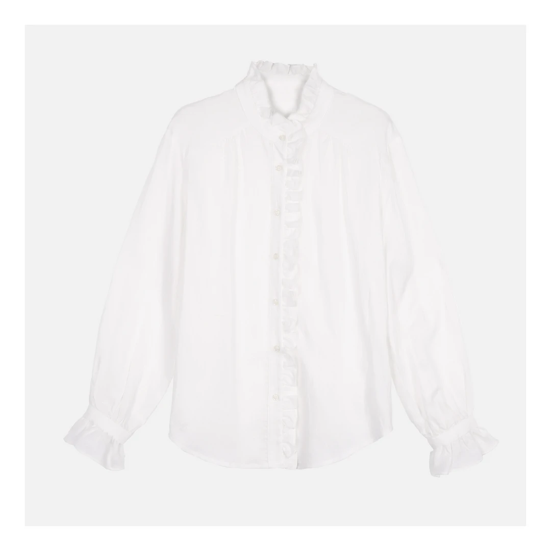 设计感时尚小众简约休闲百搭春季新款花边衬衫LL20008