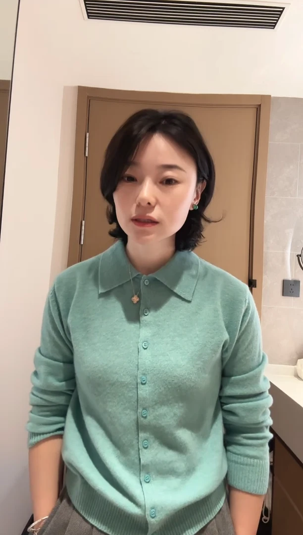 Aria&Eason羊毛绿色毛衣开衫 no退no换