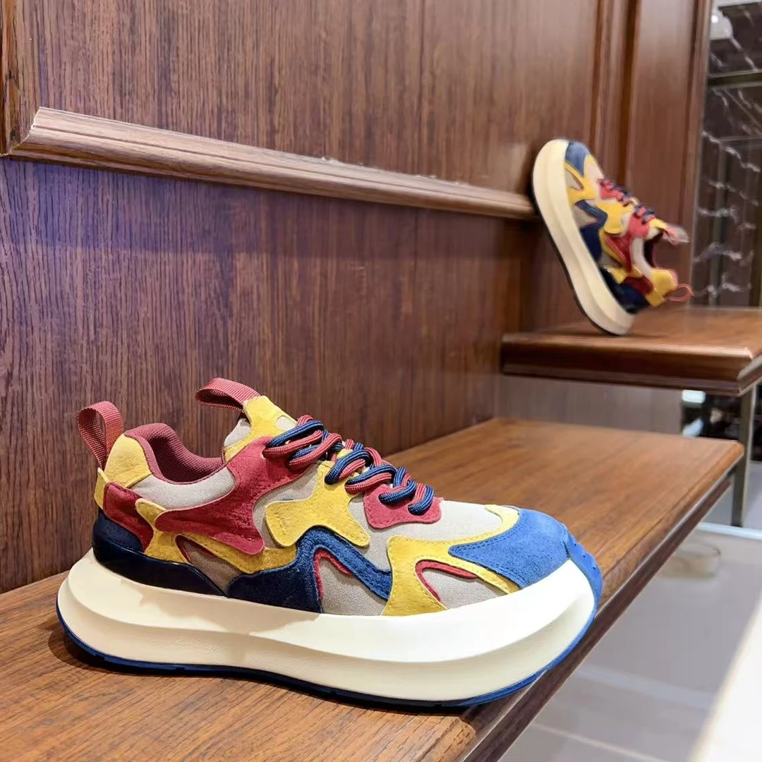 男款2025秋冬新款痞帅潮牌运动鞋男软底增高阿甘潮流厚底百搭撞色