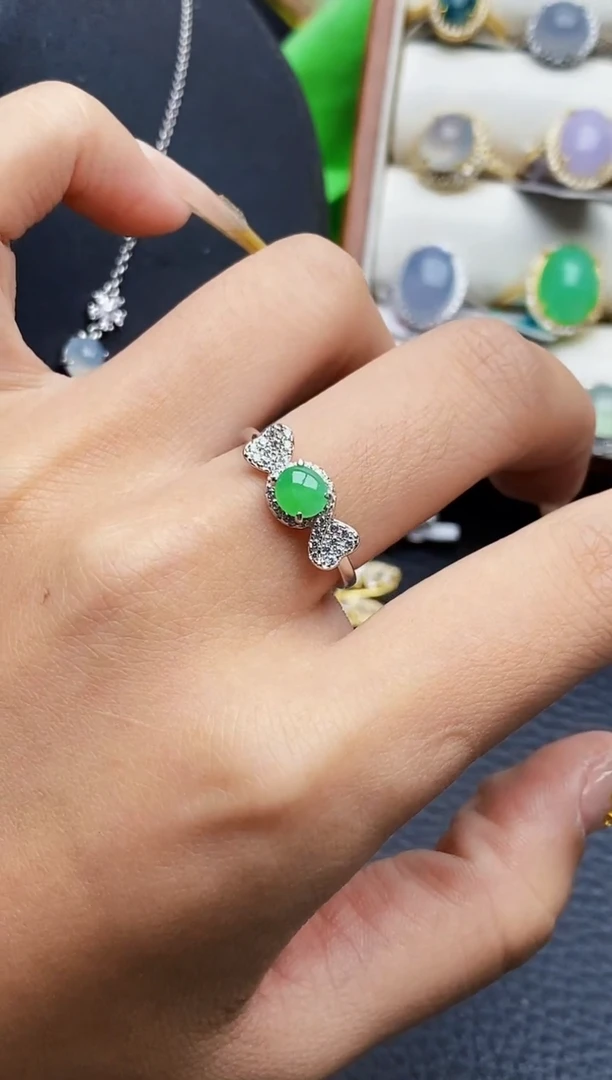 银S925镶嵌戒指翡翠5234