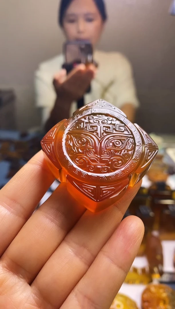 琥珀颈饰未镶嵌SN60-60（四方来财）